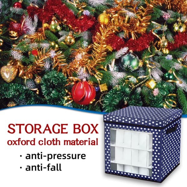 64 Grid Christmas Ball Storage Box Multipurpose Removable Christmas Gift Box Waterproof Oxford Cloth Organizer Blue Blue