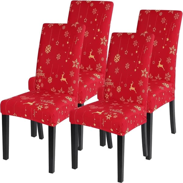 Sett med 4 elastiske julestoltrekk, jul 2 KLB