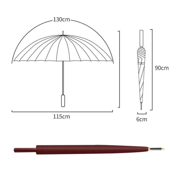 Long-handled umbrella, impact-resistant fabric, steel red KLB