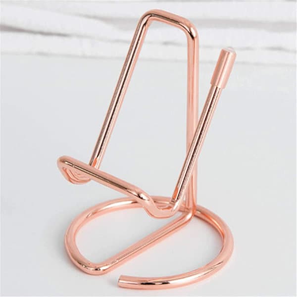 Wrought Iron Phone Holder, Creative Multifunctional Reading Stand, Portable Adjustable Desktop Cradle for Tablet, Rose Gold