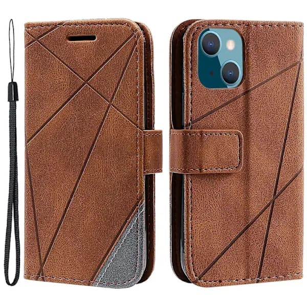 For iPhone 15 Phone Case Skin-friendly Split Design Leather Case with Hand Strap