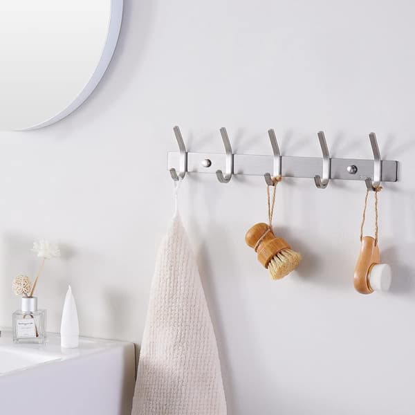 Wall Mounted Coat Rack 5 Hooks Bathroom Towel Hanger SUS304 Stainless Steel Brushed Wall Hook L L
