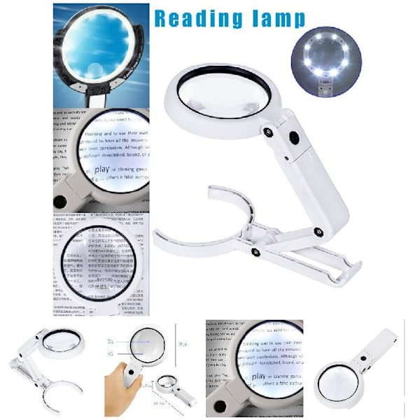 5/11X Magnifying Glass With 8 LED Lights Foldable Stand Table Magnifying Tool