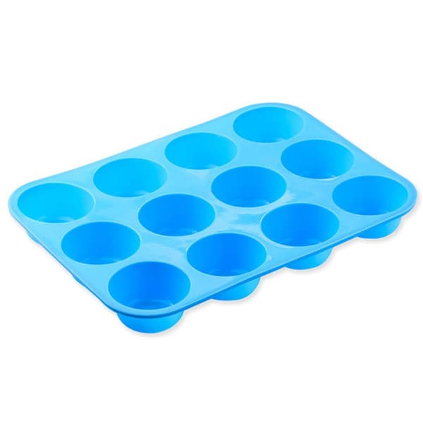 Silikone Muffinform Non-Stick 12 Kopper Muffinform Jumbo Muffin Blå