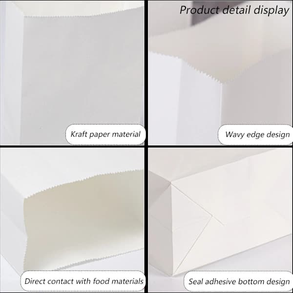 50 stk. - Hvite papirposer for lunsj og snacks - Blank 13*8*24