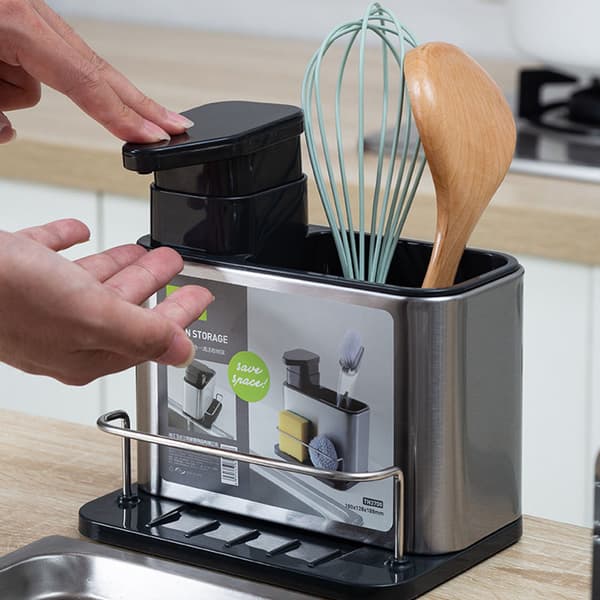 Stainless Steel Soap Dispenser Dish Rack Sponge Drying Rack Kitchen Storage