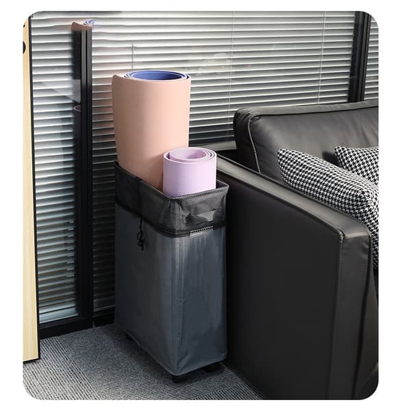 Laundry Basket with Wheels, Laundry Hamper on Wheels Space-Saving Design, Foldable Slim Rolling Clothes Storage Bin with 4 Caster Wheels and Side