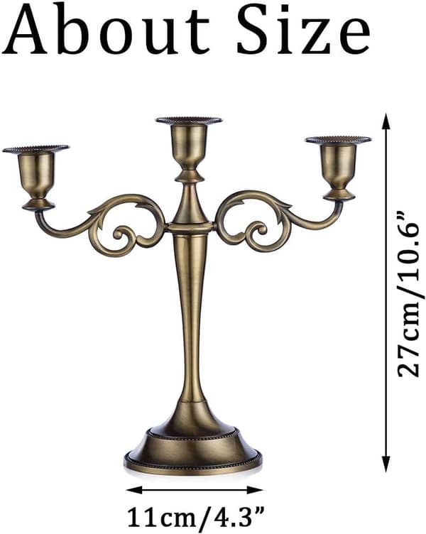 3 Lysestaker for Bryllup (Bronse), Sink Legering Lys, Spisebord