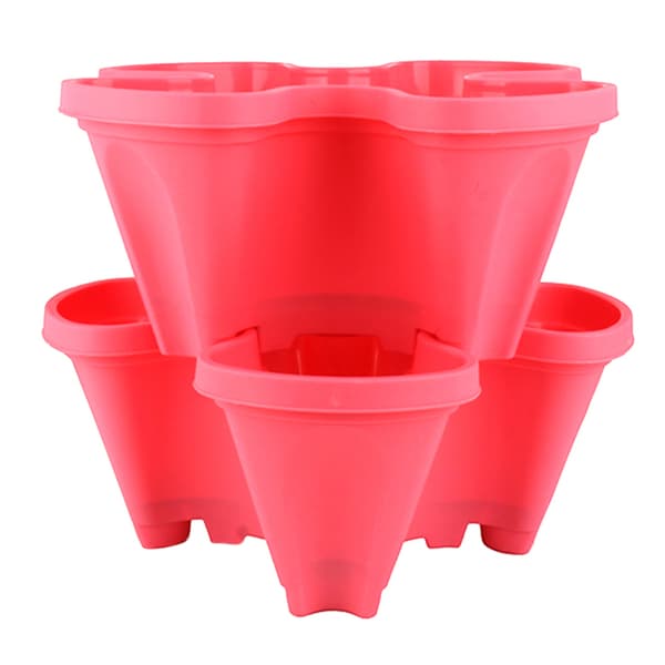 PP Stereoscopic Four-Leaf Flower Pot Strawberry Pot Multi-Layer Stacking Pot for Growing Vegetables and Melon Fruits