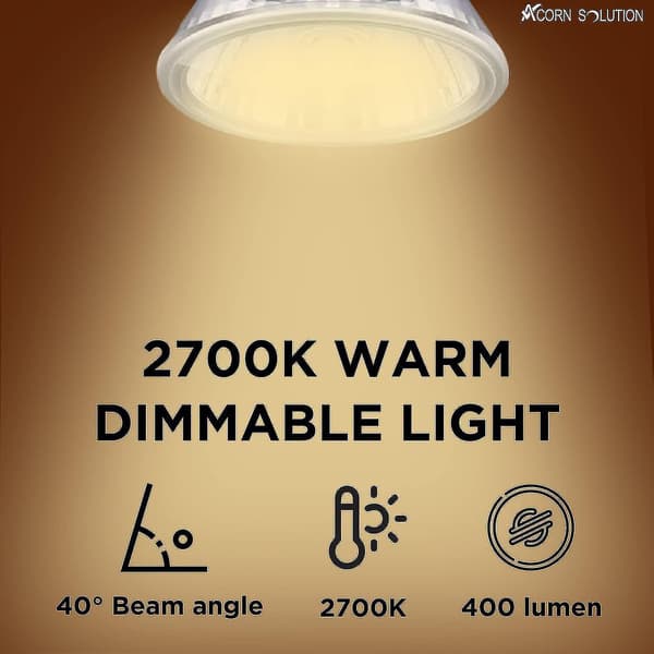 12V 35W Halogen Lamps GU5.3 Spot Base Warm White, Dimmable, 8-pack