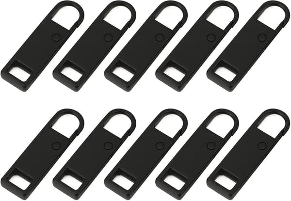 Zipper Zipper Replacement Parts, 10 Pcs Black Zipper Pull Tabs Metal Replacement Zip Fixers