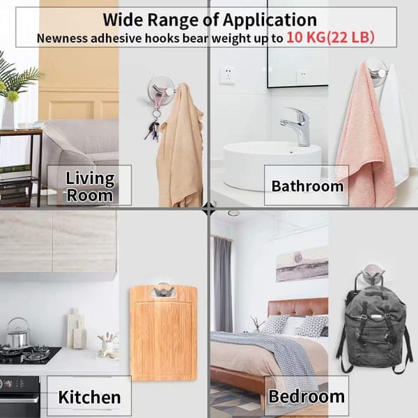 Towel Hook, 4 Pieces Self-Adhesive Hooks Wall Hooks 304 Stainless Steel DXGHC