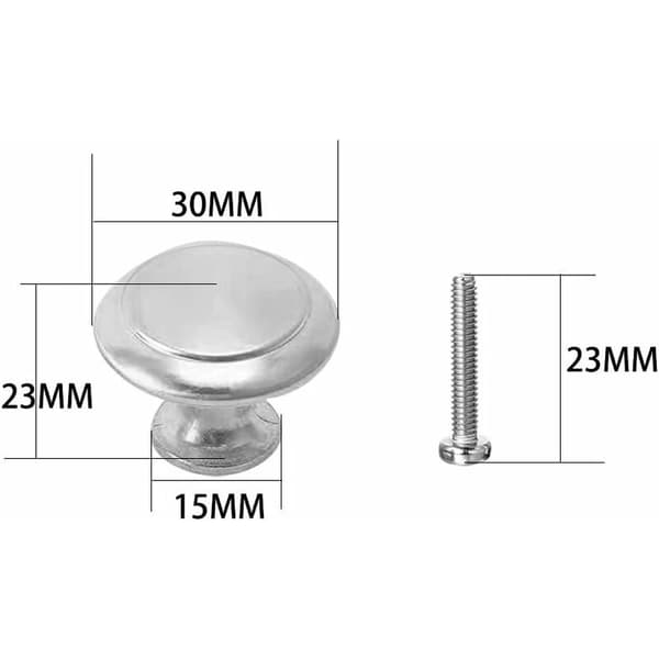 20 stk Møbelknotter, Dørknotter, Skuffehåndtak, Soppform, Enkelthull, Sølv, Runde Håndtak, Enkelthull, Møbelskuffeknotter