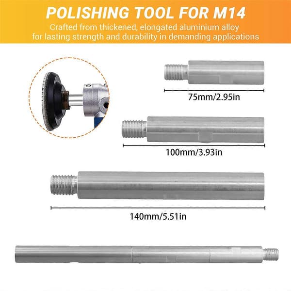 3 Pcs M14 Extension Rod Shank Polishing Tool for M14 Thread Water Grinder 125 Angle Grinder Polishing