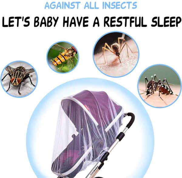 Mosquito Net for Stroller (2 pcs white) - Durable Mosquito Net for Strollers - Perfect Insect Net for Strollers, Cribs, Cradles - Playground Equipment