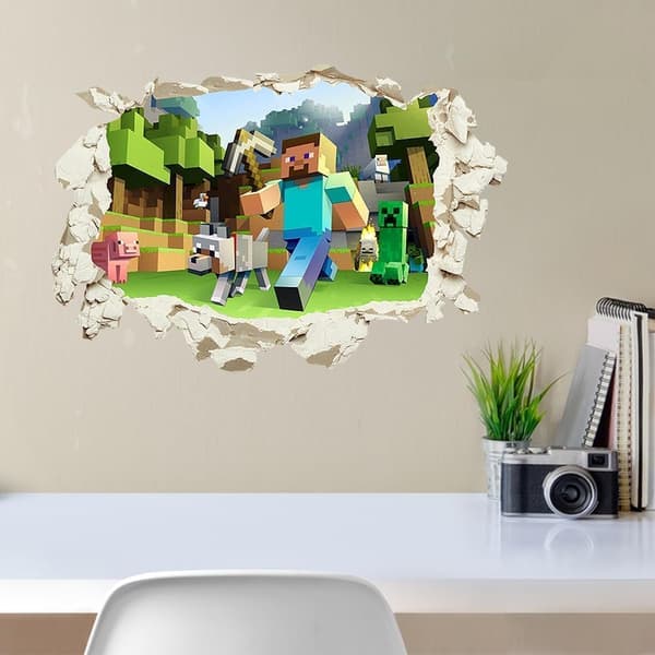 Gamer Poster Väggdekor, 40*60cm Mine-craft 3D Väggdekaler Spel Tecknad Väggdekaler för Vardagsrum Sovrum Hall