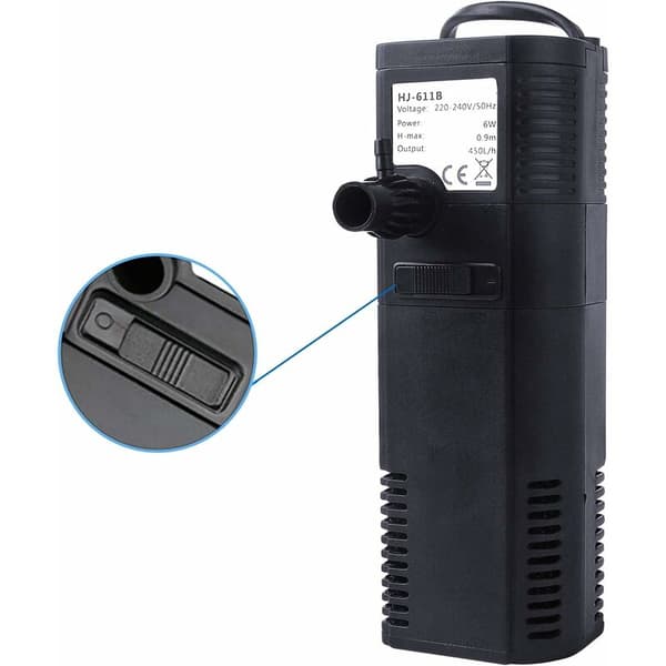 Akvariefilter intern filter intern filterpumpe med spraybar til akvarium 300l (300l/H 2w)