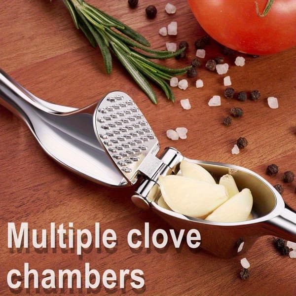 Stainless Steel Garlic Press with Easy-Grip Handle, Rust-Resistant for Crushing Fresh Garlic and Herbs, Easy to Clean
