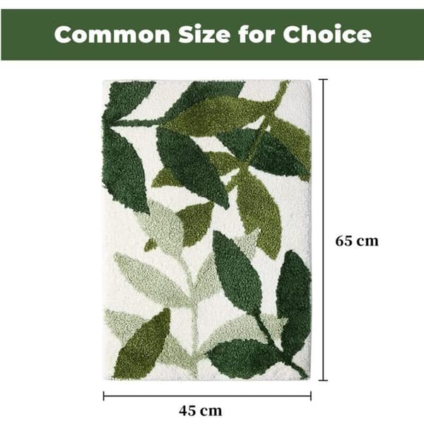 Bathroom Mat, Absorbent Non-Slip Soft and Skin-Friendly Bathroom Mat Green Leaf Pattern 45x65 cm, from DEBUNS