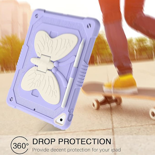 Butterfly-Shaped Shockproof iPad 10.2\" Protective Case (Purple, iPad not included), 9th Generation Protective Case, 8th Generation Protective Case