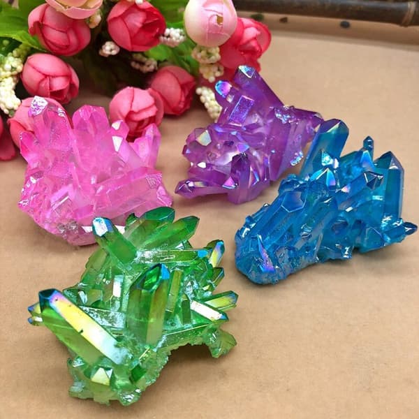 White Crystal Galvanized Natural Crystal Single Point Crystal Column Decoration Plated Cluster Energy Player