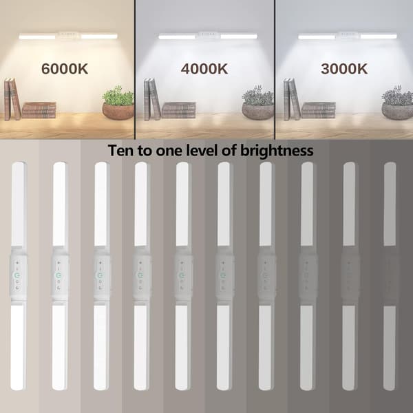 LED-skrivebordslampe, USB-genopladelig bordlampe, trinløst dæmpbar &