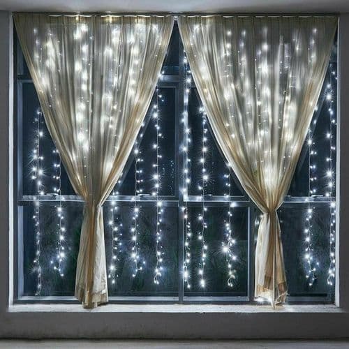 LED-ljusridå, ljusnät 3m x 3m ljusslinga ridå 300 lysdioder