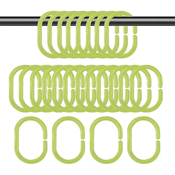 24-pack Duschdraperiringar Krokar C-formade (grön)