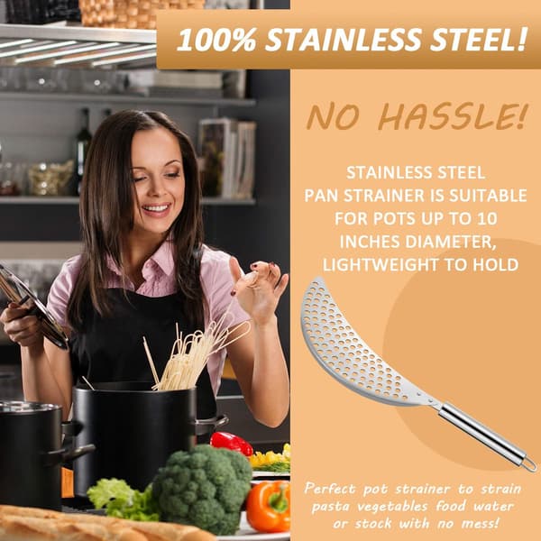 2-piece Pot Strainer Set with Handle, Stainless Steel, Colander, Pasta Strainers with Recessed Handle for Various Kitchen Sizes up to 25 cm