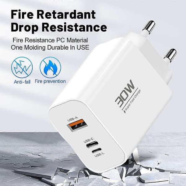 Fast Charger Compatible with iPhone 15 Compatible with Huawei P50 Pro Compact PD 30W High Power Reverse Charging Efficient Phone Charging Adapter Compati