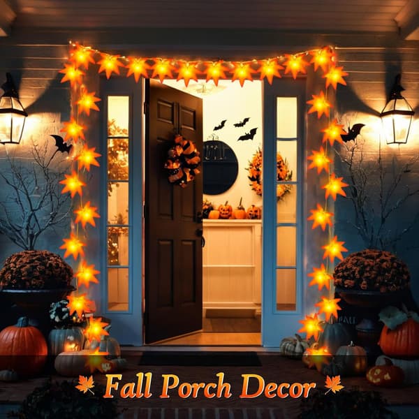 Maple Leaf String Lights, 3M 20LED Autumn Fall String Lights Battery Operated with Timer, Fall Leaves String Lights