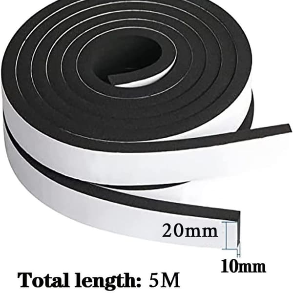 Selvklæbende tætningstape 20 mm (B) x 10 mm (D) / 5 m (L) til døre