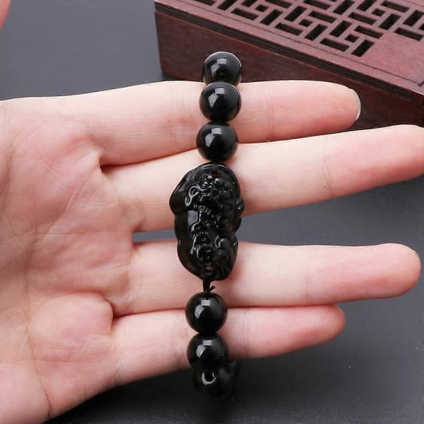 Feng Shui Obsidian Stone Wealth Pi Xiu Bracelet Attract Wealth and Good Luck