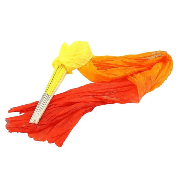 Smuk Silke Tre Farver Gradient Flamme Danseventilator Håndfoldbar Bambusventilator Dekorationsventilator Til Dame