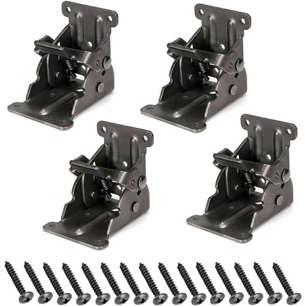 Folding Table Leg Brackets, Self-Locking Hinges for Bed or Wall Shelf, Space-Saving, 4-Pack