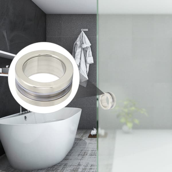 Round Stainless Steel Handle for Bathroom Glass, Embedded Hollow Pull Knob, Sliding Door Handle