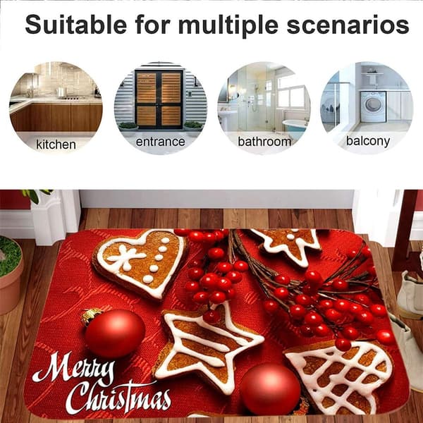 Christmas Floor Mat Indoor Carpet Non-Slip Doormat Christmas Pattern Home Decor