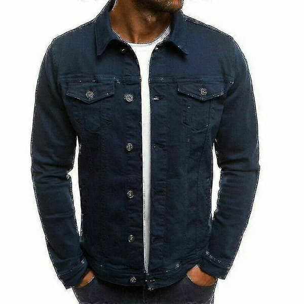 Men's Denim Jacket Short Slim Fit Navy Blue XL Navy Blue XL