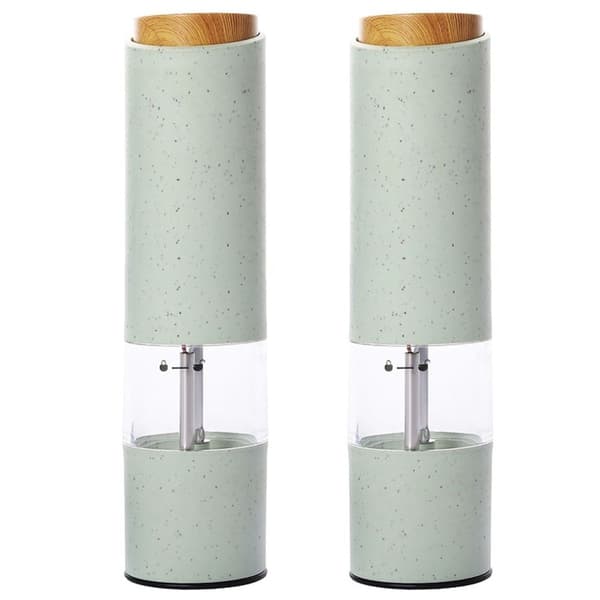 Elektrisk pepparkvarn Automatisk saltkvarn Vetefiber 2-pack Grön