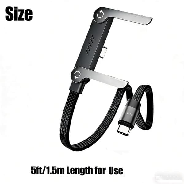 2-pack 240W Braided Fast Charging Cables with Built-in Phone Stand, 2-in-1 Charging Cable and Invisible Holder
