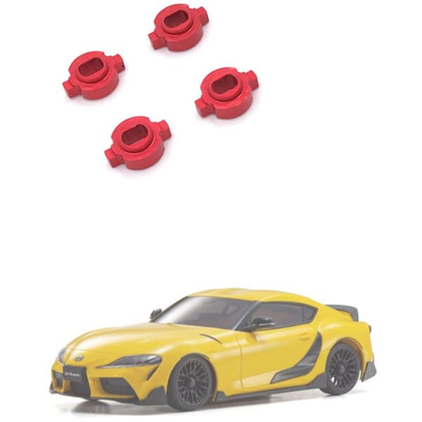 4 kpl metallivaihtoadapteri Mosquito RC-auton ZERO-Z MINI-Z MR-03 -pyörännavalle, punainen
