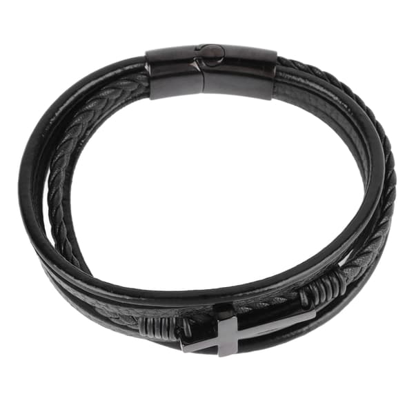 Korsarmbånd Mode Rustfrit Stål Udsøgt Håndværk Armbånd Håndsmykker Sort 8.46in