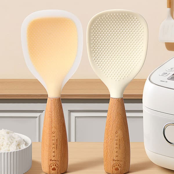 Vertical Rice Spoon High Temperature Resistance Rice Spoon for Kitchen Yellow Yellow