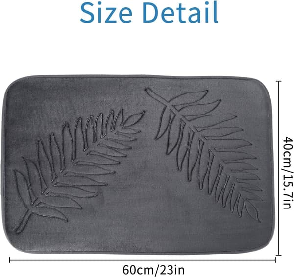 Memory Foam Bathroom Mat, 40 x 60 cm Non-Slip Bath Mat, Thick Bathroom Mat, Absorbent Shower Mat