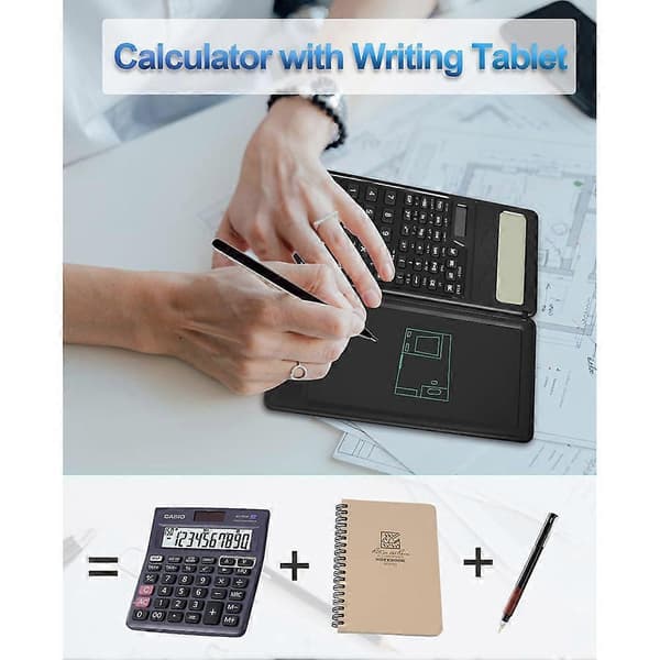 Scientific Calculators, 12-Digit LCD Desktop Calculator with Notepad, Solar Cells and Battery
