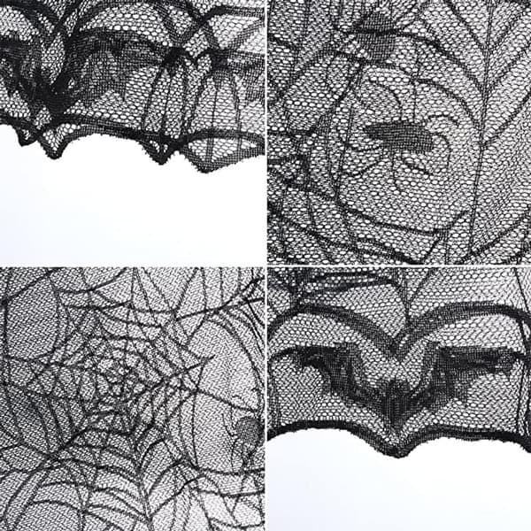 Halloween Dekoration Blonde Edderkoppespind Skelet Dødningehoved Dug Sort KLB