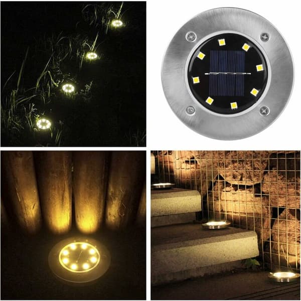 Solcellelamper til haven solcellelygte varm hvid med 8 LED'er udendørs LED-gadelampe IP65 8 stk. solcelleudendørsbelysning
