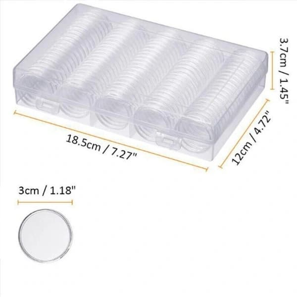 100 ST 30 mm Møntetuier Holder Møntsamlingsboks Etui Mønt Transparent[ca]