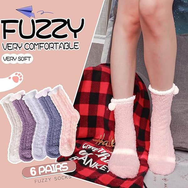 Hussockar - 6 par - Damhussockar - Halkfria sockar - Fleecesockar - Tjocka sockar - 35-40 - Tjocka - Badsockar - Fluffiga sockar ...