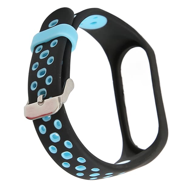 Udskiftningsrem Fuld Beskyttelse Justerbar Størrelse Blød Silikone Smart Urrem til Mi Band 7 Sort Blå